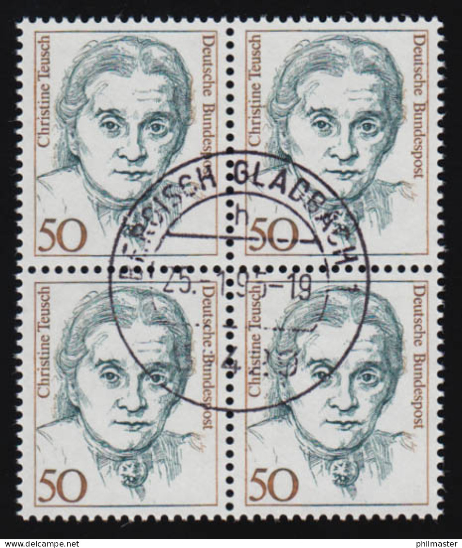 1304 Frauen 50 Pf Viererblock Tages-O - Used Stamps