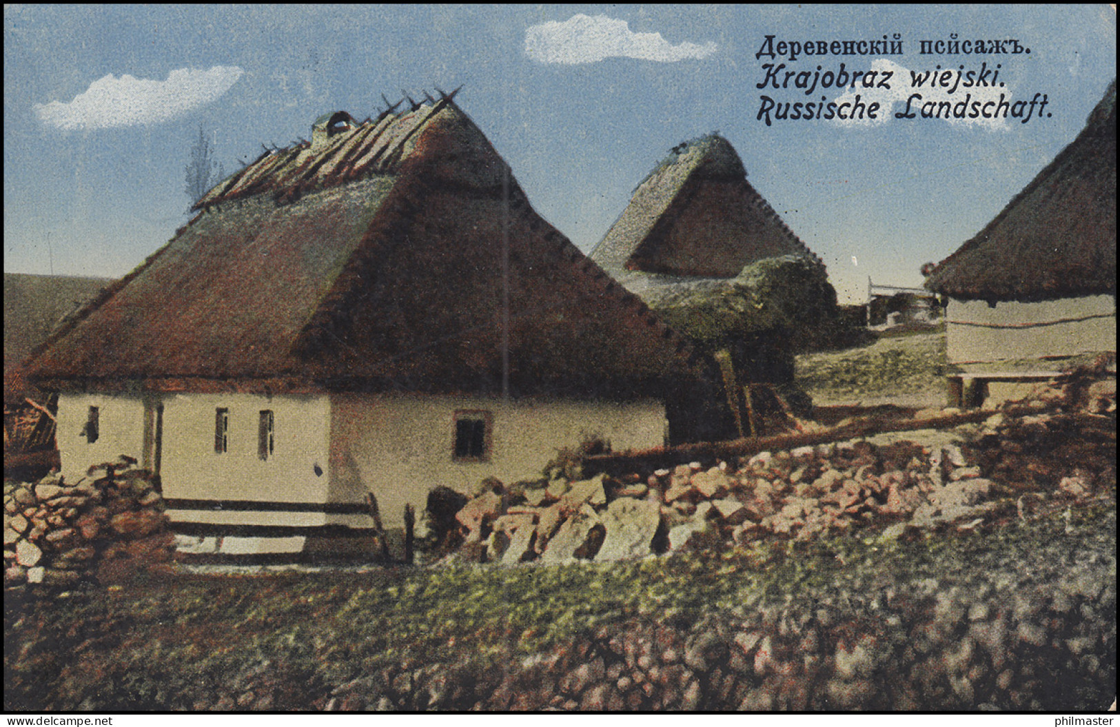 Feldpost PROVIANT-KOLONNE 5 AK Russische Landschaft Feldpoststation 196- 5.11.16 - Ocupación 1914 – 18