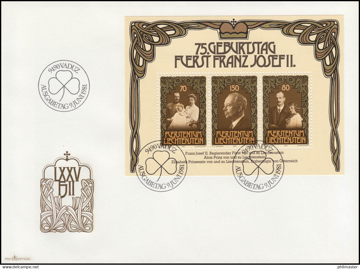 Liechtenstein Block 11 Geburtstag Von Fürst Franz Josef II., FDC ESSt Vaduz 1981 - Briefe U. Dokumente