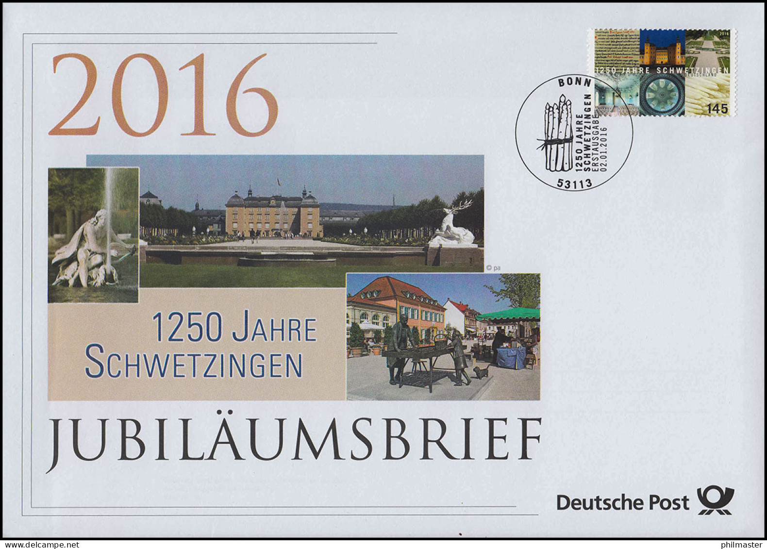 3204 1250 Jahre Schwetzingen 2016 Jubiläumsbrief - Altri & Non Classificati