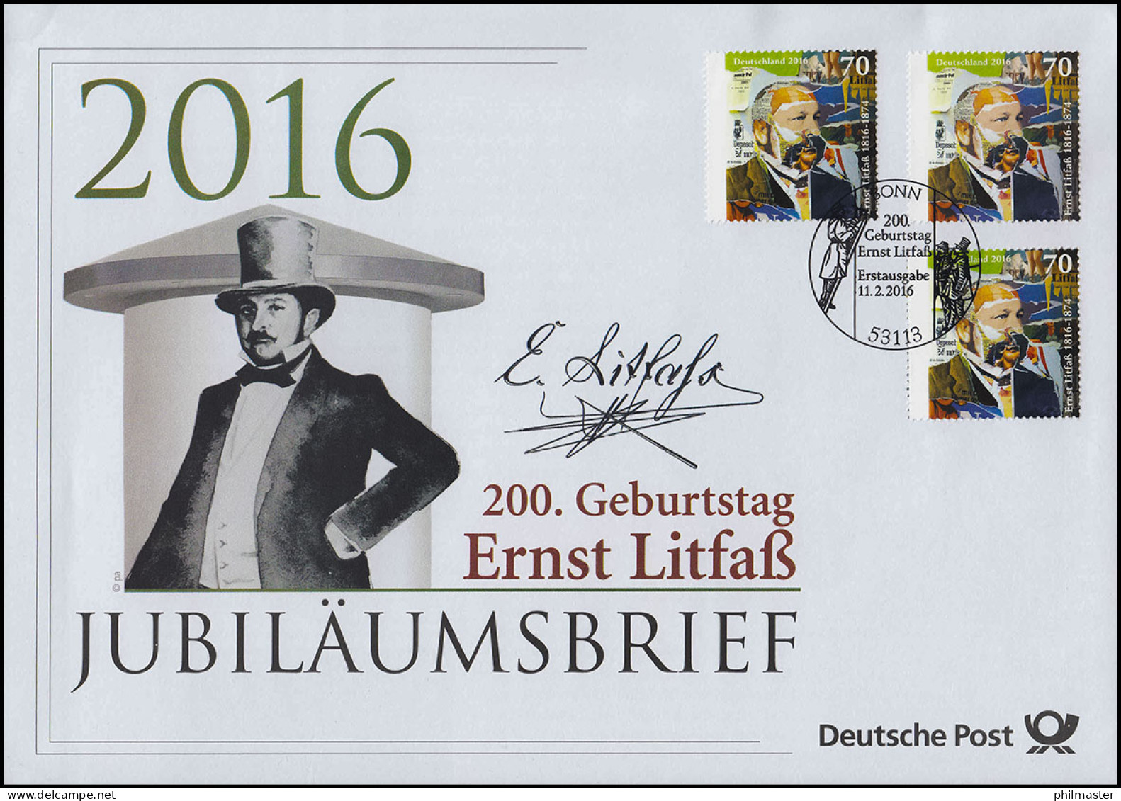 3211 200. Geburtstag Von Ernst Littfaß 2016 Jubiläumsbrief - Sonstige & Ohne Zuordnung