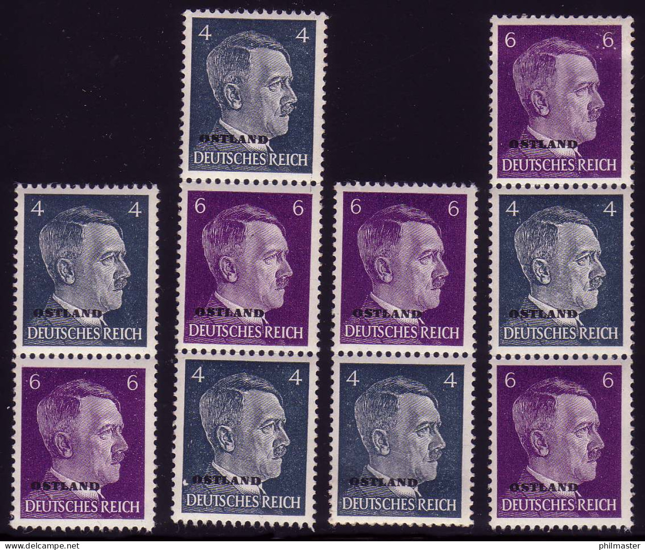 Ostland - S1 - S4 Hitler Aus Rollen, Vier Zusammendrucke Set ** Postfrisch - Ocupación 1938 – 45