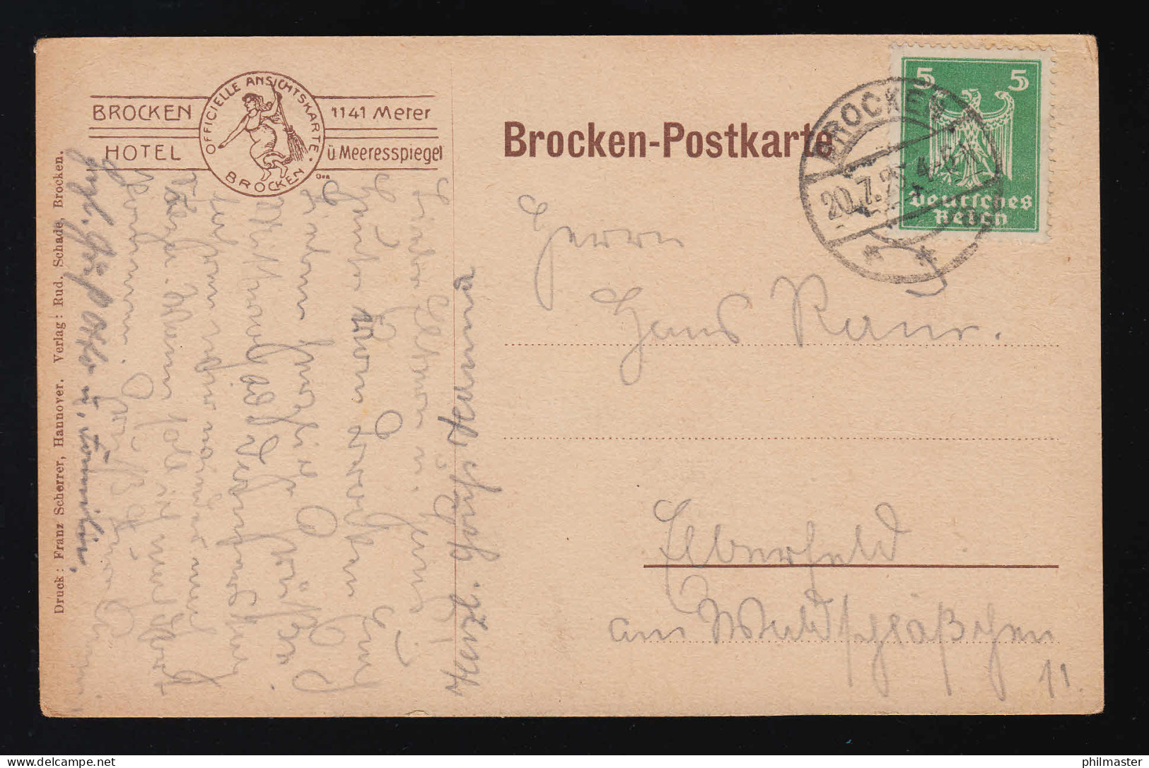 Brocken Bahn, Schmalspur, Hotel, Dampflokomotive, Signiert, BROCKEN 20.7.1925 - Andere & Zonder Classificatie