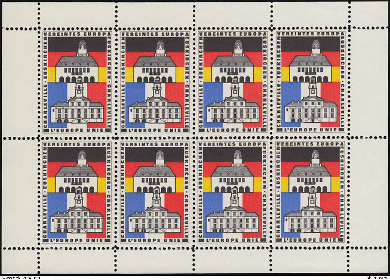 Vignetten-Kleinbogen Zu 8 Stück: Vereintes Europa Charleville - Euskirchen, ** - European Ideas