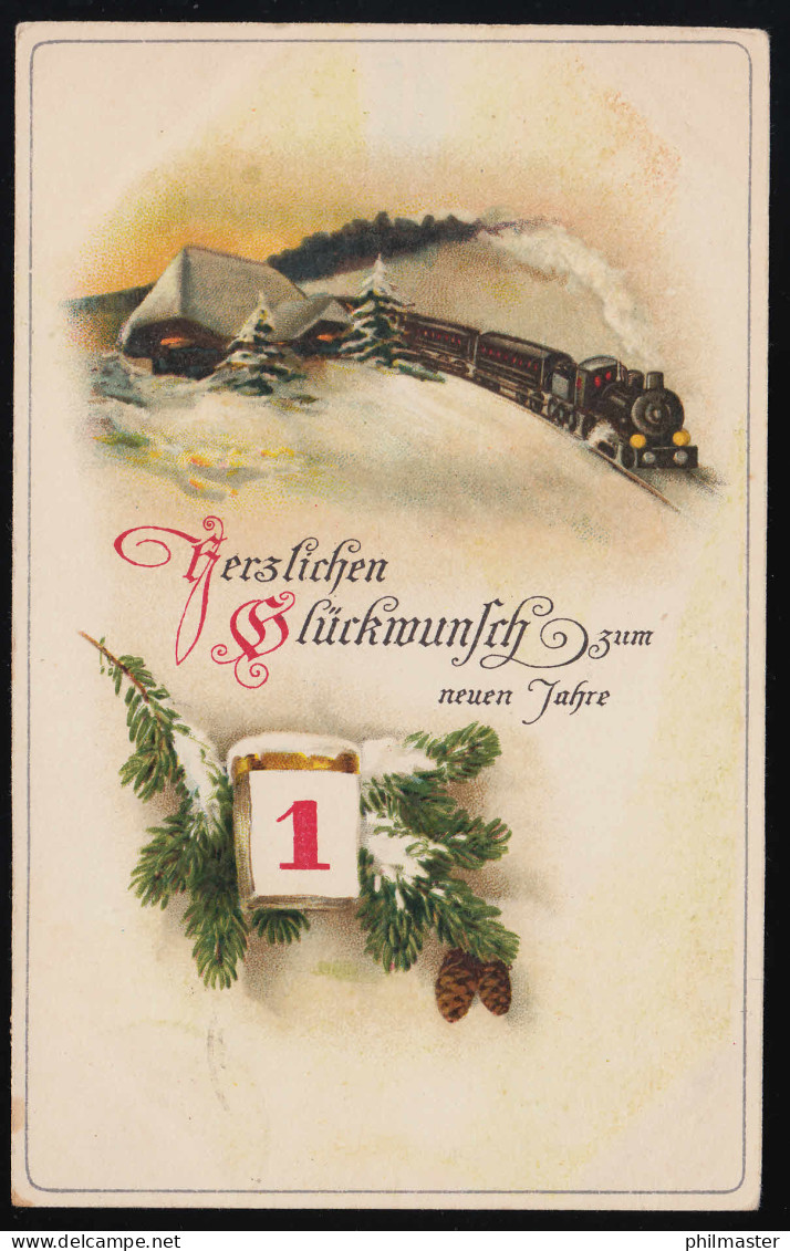 AK M.S.i.B. 1560 Eisenbahn Zug Schnee, Kalenderblatt Neujahr, Dresden 1.1.19 - Other & Unclassified