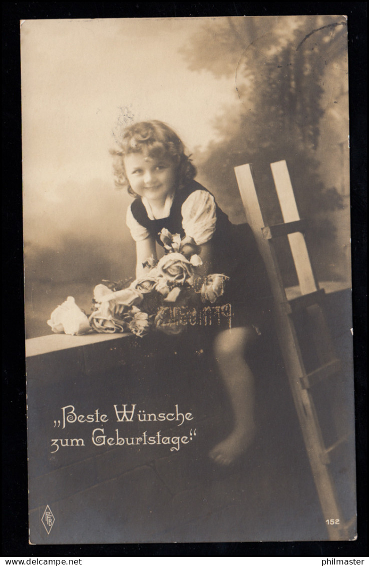 AK Glückwünsche Geburtstag: Mädchen Auf Einer Mauer Mit Leiter, EMDEN 7.3.1911 - Sonstige & Ohne Zuordnung