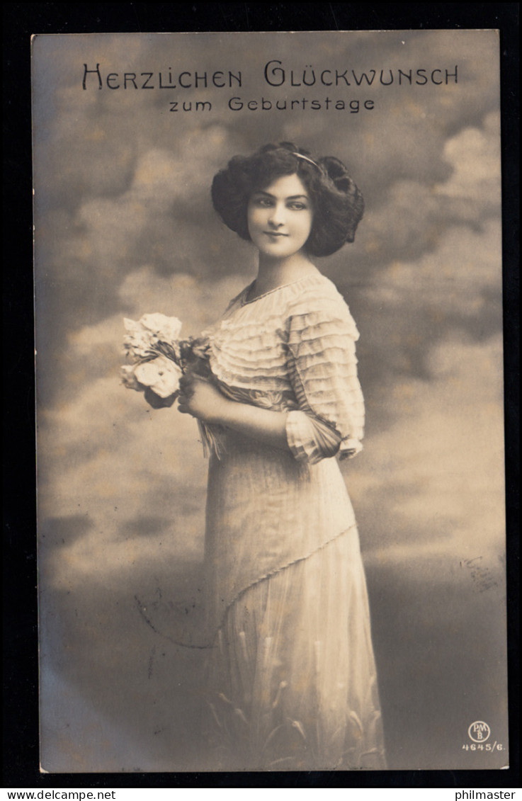 AK Glückwünsche Geburtstag: Lächelnde Frau Mit Rosenstrauß, M.GLADBACH 29.2.1912 - Sonstige & Ohne Zuordnung
