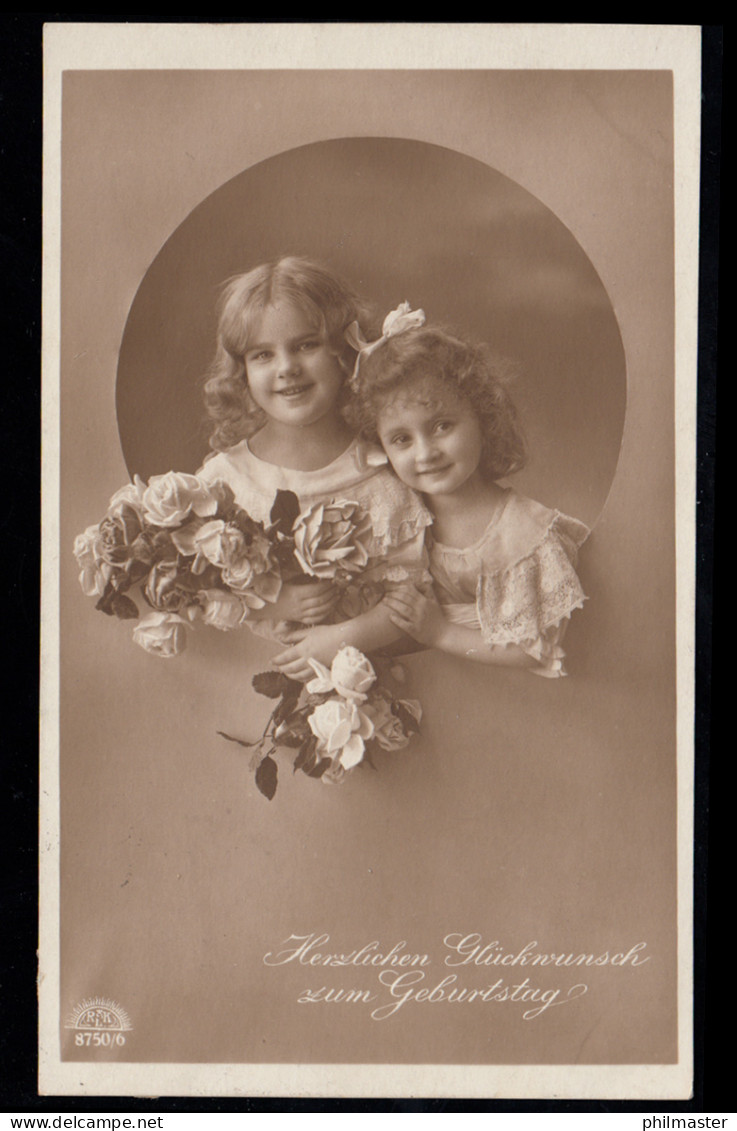AK Glückwünsche Geburtstag: Zwei Lächelnde Mädchen Mit Rosen, DUISBURG 7.1.1918 - Sonstige & Ohne Zuordnung