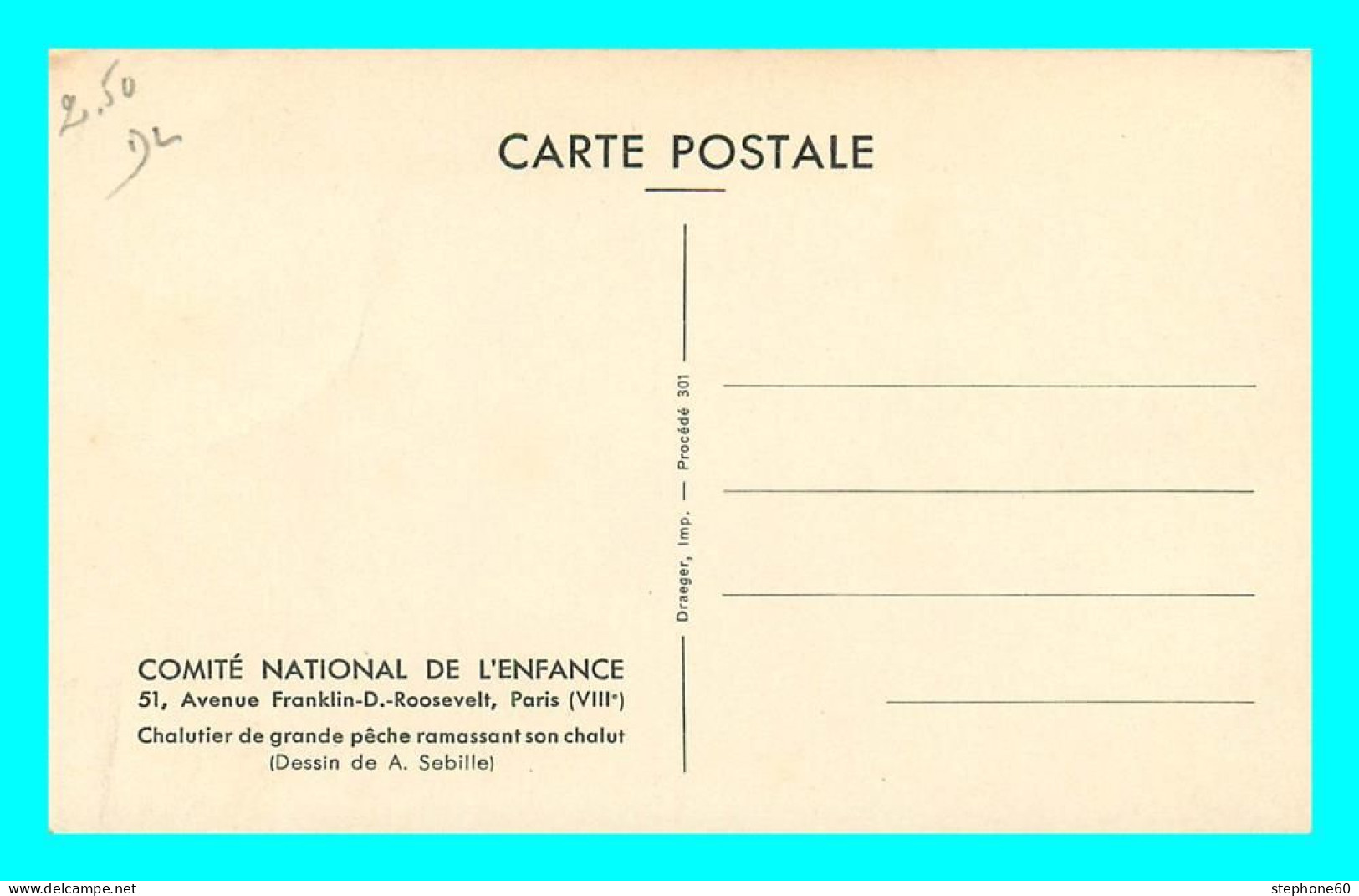 A853 / 137  Chalutier De Grande Pêche - Comité National De L'Enfance - Visvangst