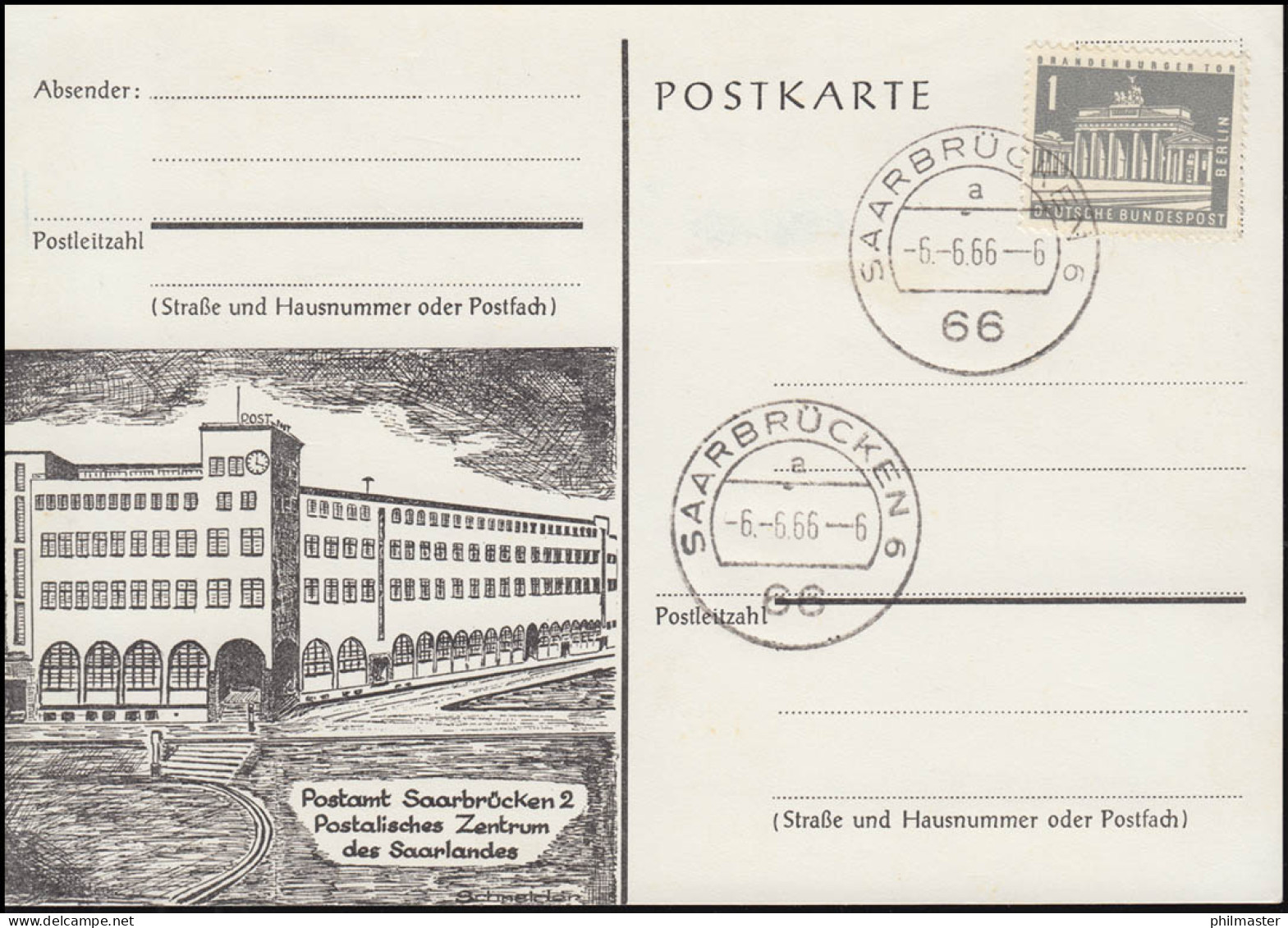 Schnapszahl Tagesstempel: 66 SAARBRÜCKEN 6 - 6.6.66-6 Auf Schmuck-Postkarte - Autres & Non Classés