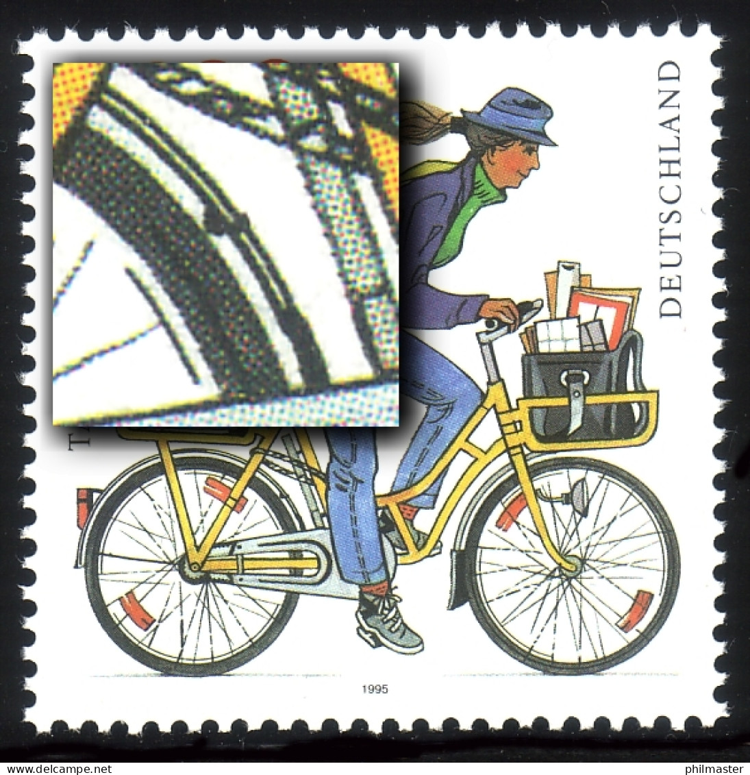 1814I Tag Der Briefmarke 1995 Mit PLF I - Fleck Am Schutzblech, Feld 8, ** - Variétés Et Curiosités