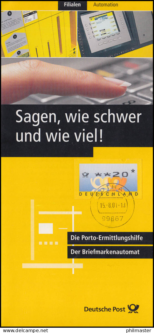 3.3. Sielaff-ATM: Tieferstehender Werteindruck Auf Faltkarte ET-O Gotha 15.8.01  - R- Und V-Zettel