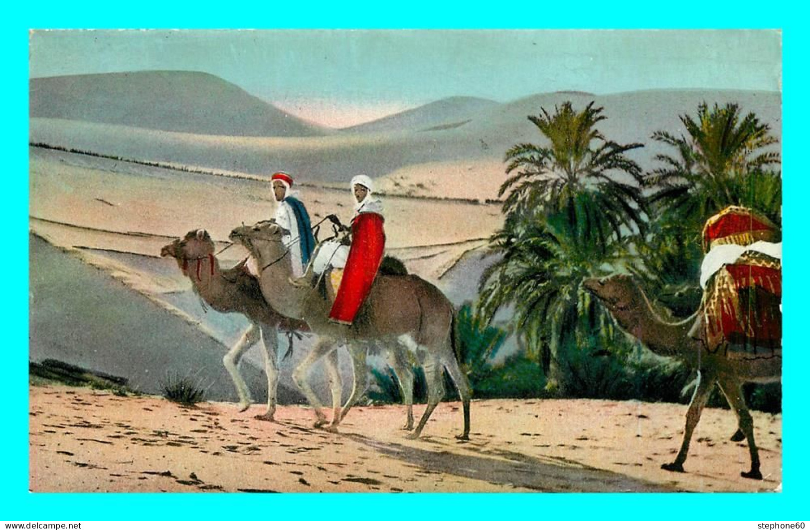 A851 / 273 SCENES ET TYPES D'Afrique Du Nord Meharistes Traversant Kes Dunes De Sable - Szenen
