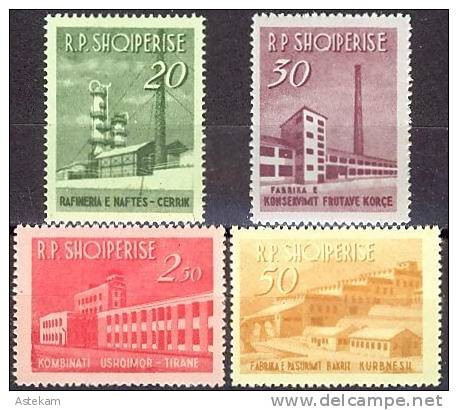 ALBANIA 1963, INDUSTRIAL BUILDINGS FACTORY, MILL, COMPLETE, MNH SERIES With GOOD QUALITY, *** - Albanië