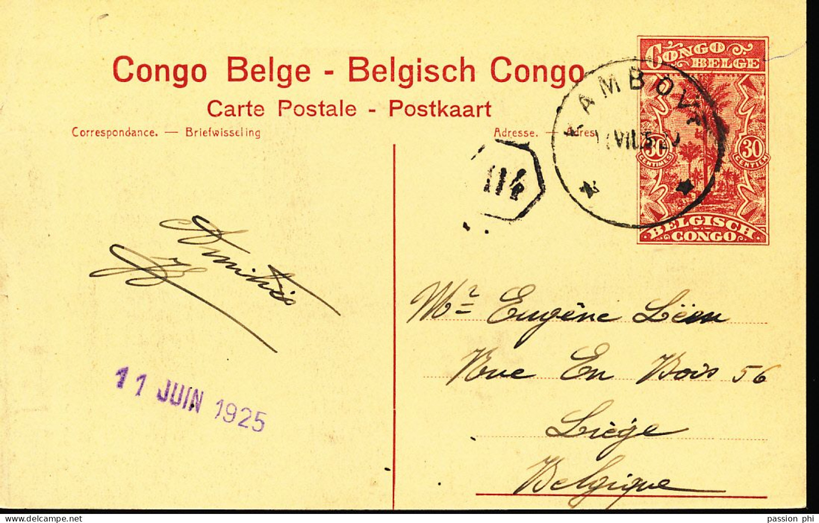 BELGIAN CONGO 1922 ISSUE PPS SBEP 62 VIEW 111 USED - Stamped Stationery