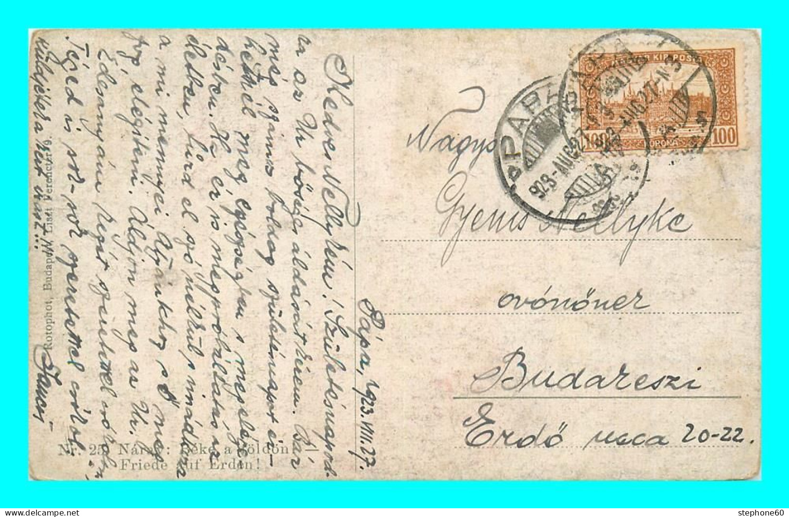 A843 / 193  Timbre MAGYAR KIR POSTA KORONA 100 - Cachet De 1927 - Postmark Collection