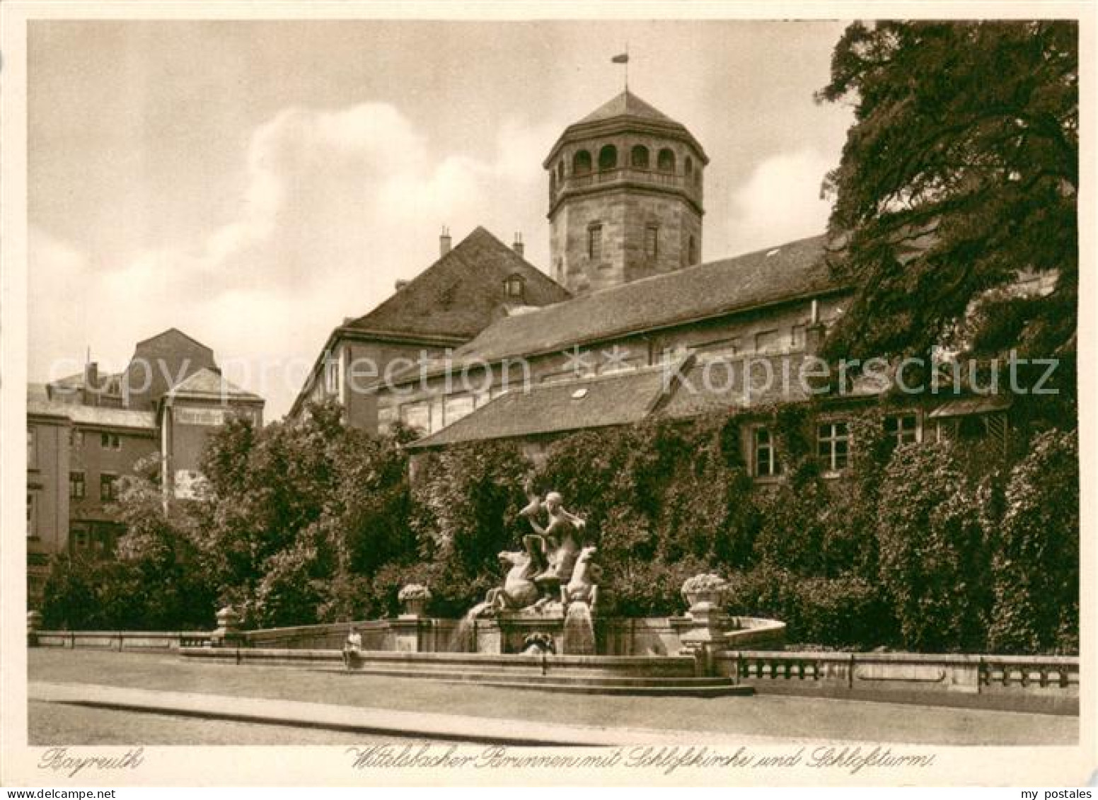 73669443 Bayreuth Wittelsbacher Brunnen Mit Schlosskirche Und Schlossturm Kupfer - Bayreuth