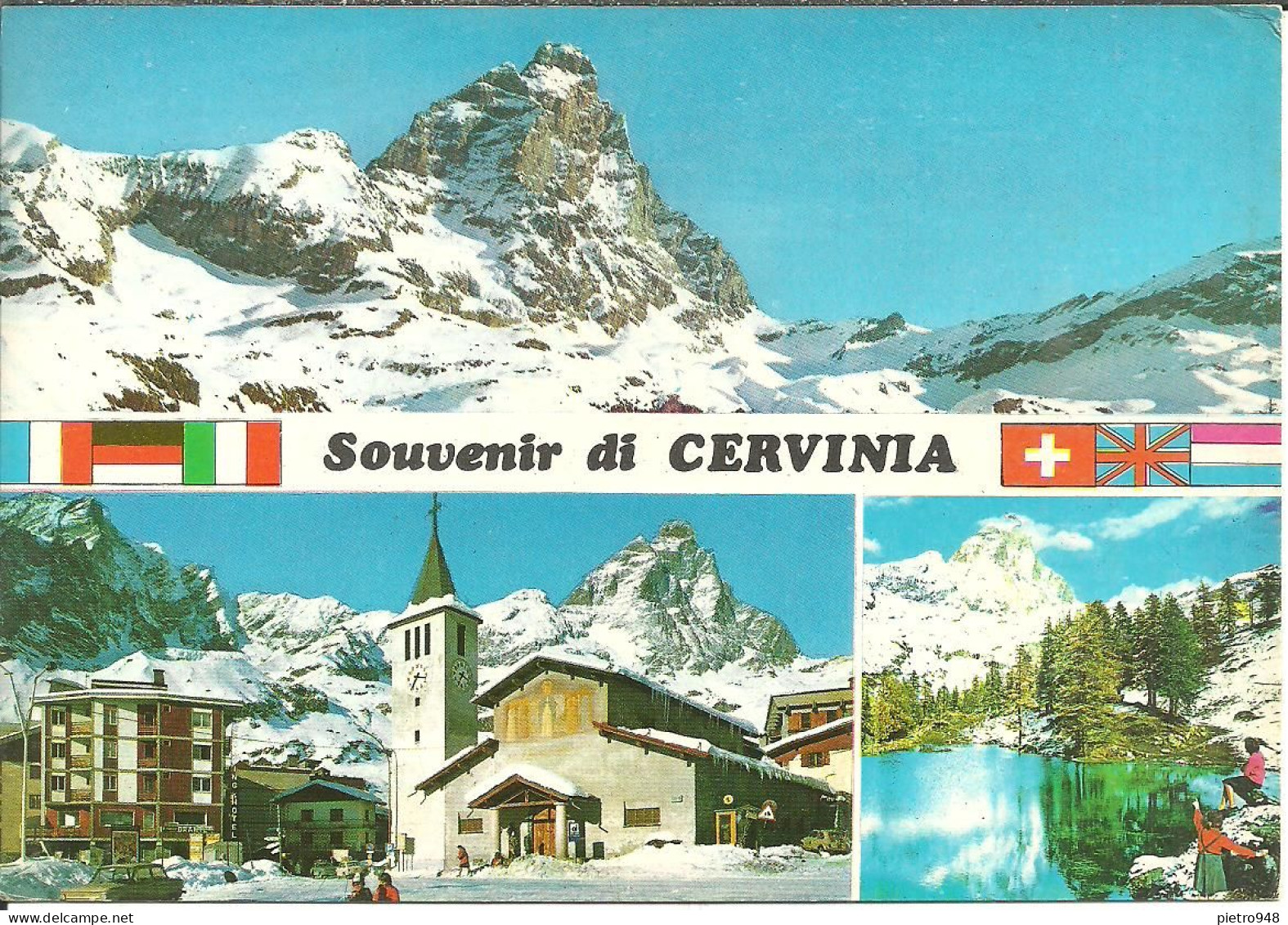 Cervinia Breuil (Aosta) Vedute: Cervino, Chiesa E Lago Bleu, Panoramic Views, Vues Panoramiques - Aosta