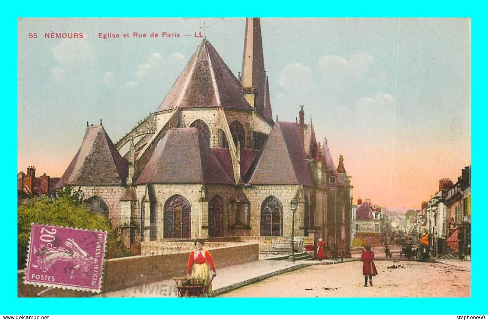 A845 / 321 77 - NEMOURS Eglise Et Rue De Paris - Nemours