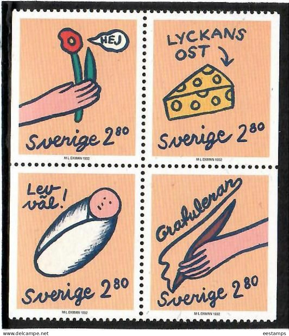 Sweden 1992 .  Greetings Stamps . Michel  # 1726-29 - Nuevos