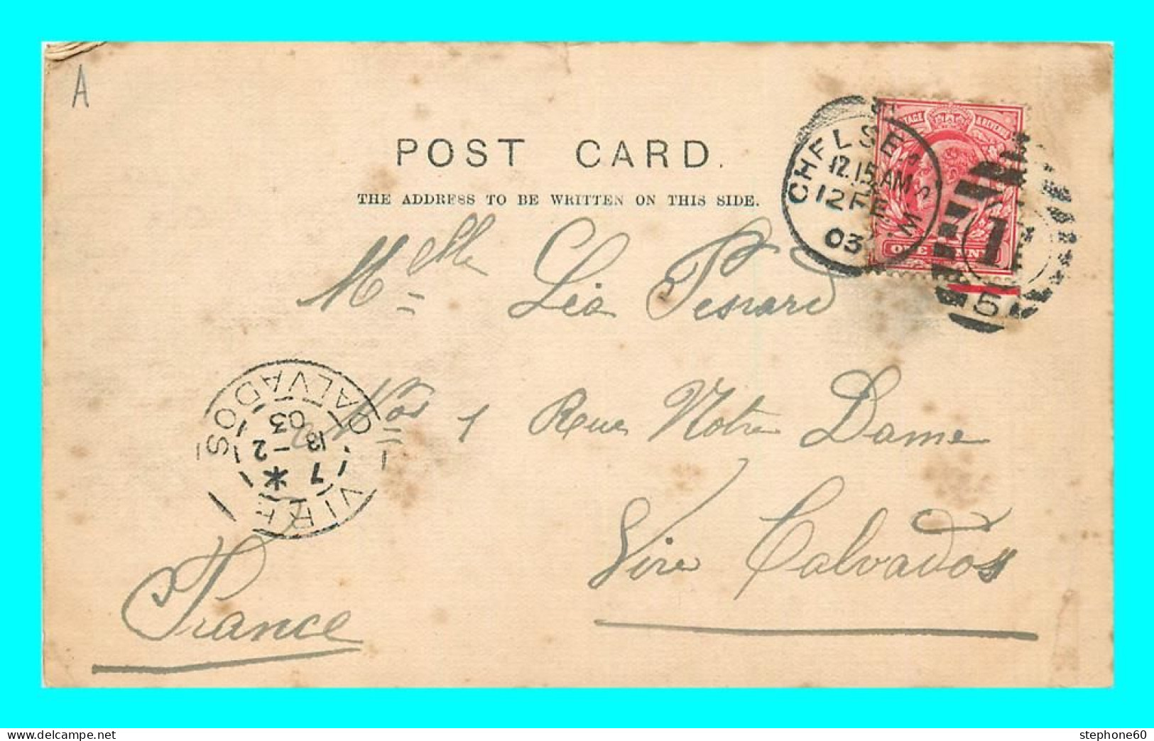 A841 / 191  Cachet Chelsea 1903 Sur Timbre - Cartas & Documentos