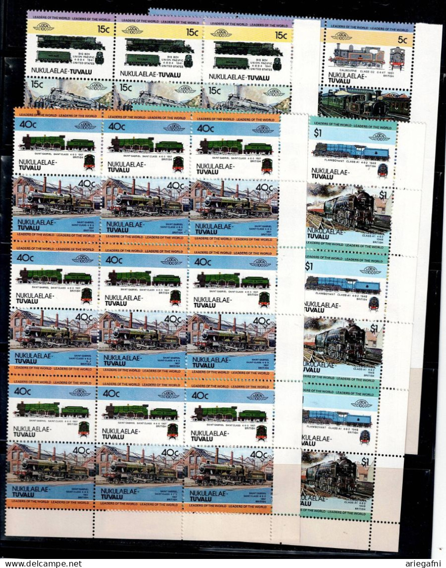 NUKULAELAE TUVALU 1984 TRAINS  BLOCK OF 9 MI No 1-8 MNH VF!! - Trains