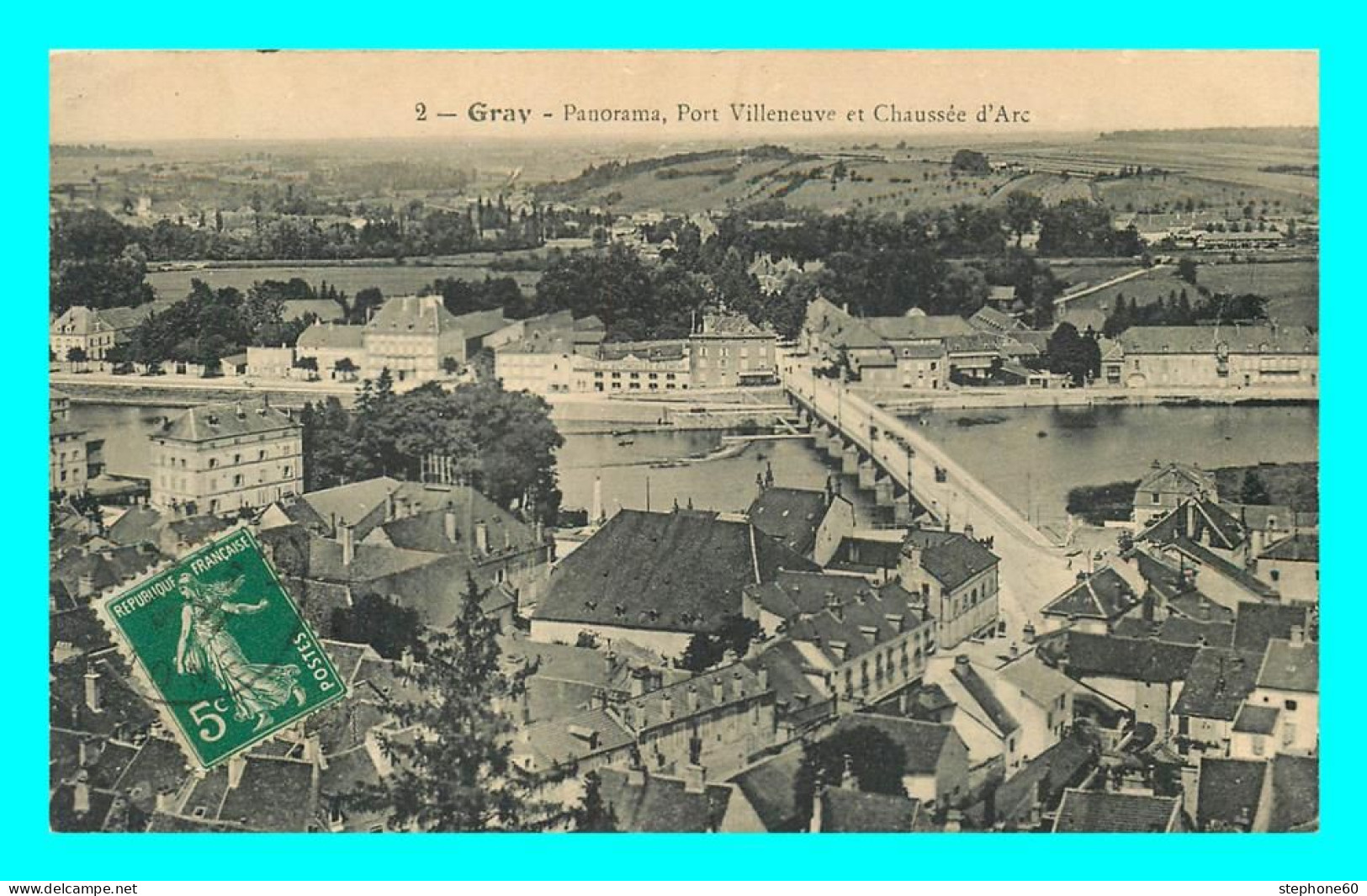 A863 / 637 70 - GRAY Vue Du Pont De Pierre Panorama - Carte 2 Volets - Gray