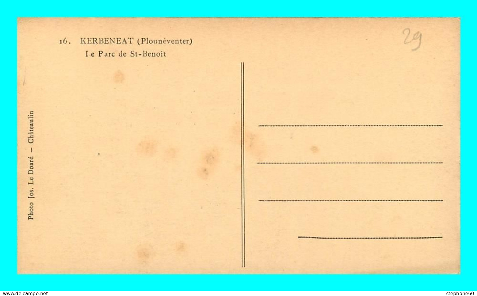 A860 / 045 29 - KERBENEAT Plouneventer Parc De ST Benoit - Other & Unclassified