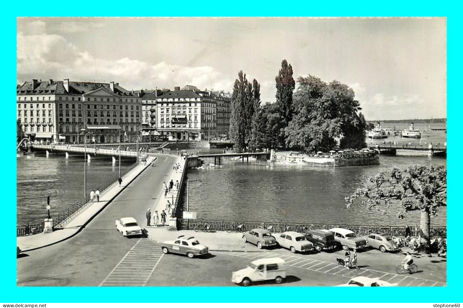 A858 / 613 Suisse GENEVE Pont Des Bergues Et Ile Rousseau ( Voiture ) - Genève