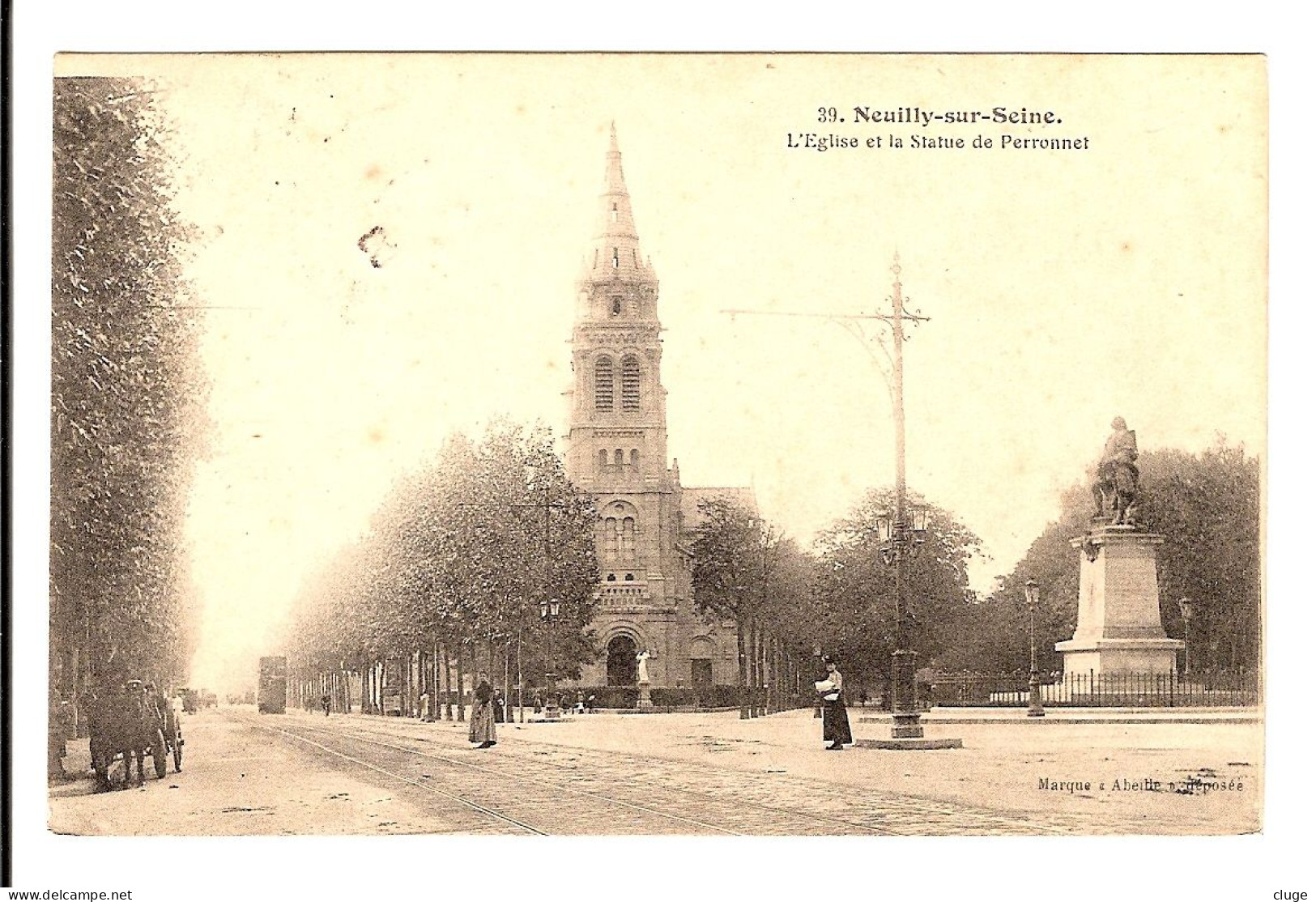 92 - NEUILLY SUR SEINE - Eglise  - Statue De Perronnet - Tramway / Autobus - Neuilly Sur Seine