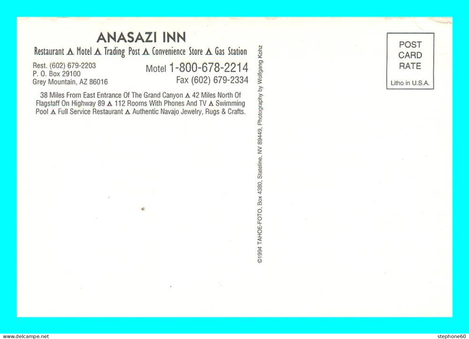 A857 / 227 ARIZONA ANASAZI INN Restaurant Motel - Sonstige & Ohne Zuordnung