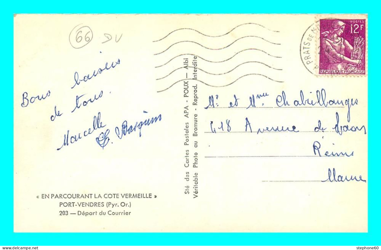 A859 / 343 66 - PORT VENDRES Départ Du Courrier ( Bateau ) - Port Vendres