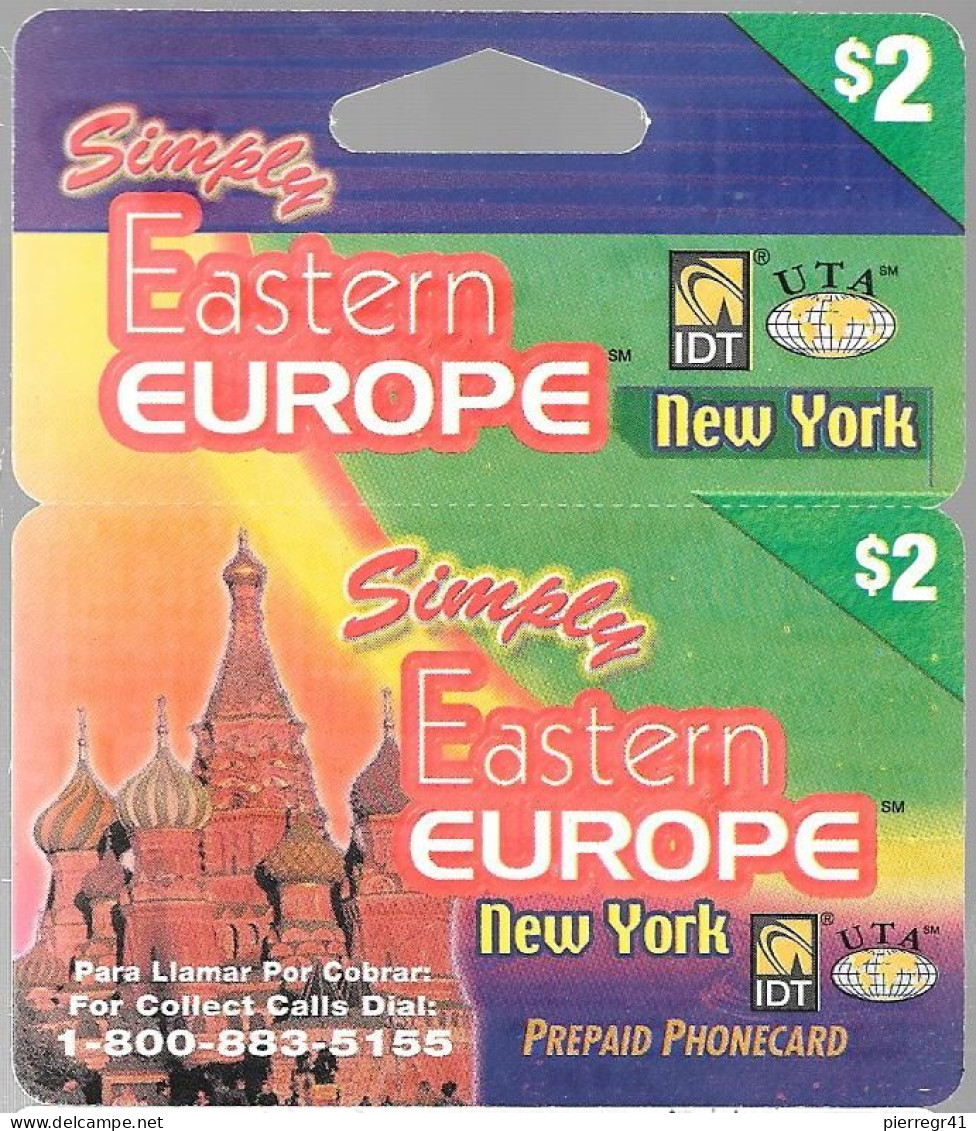CARTE-PREPAYEE--USA-IDT-NEW YORK/EASTERN EUROPE-2$-Plastic Epais-Gratté TBE - Autres & Non Classés