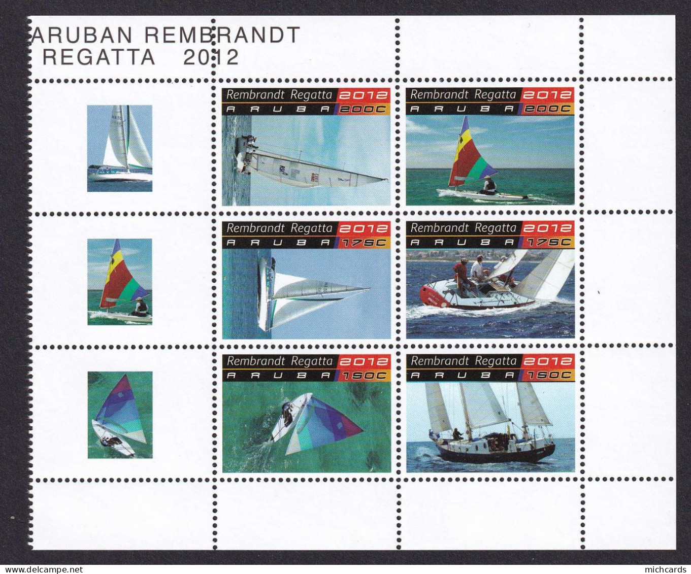 323 ARUBA 2012 - Y&T 643/48 - Regate Bateau Voiler + 3 Vignettes - Neuf ** (MNH) Sans Charniere - Curacao, Netherlands Antilles, Aruba