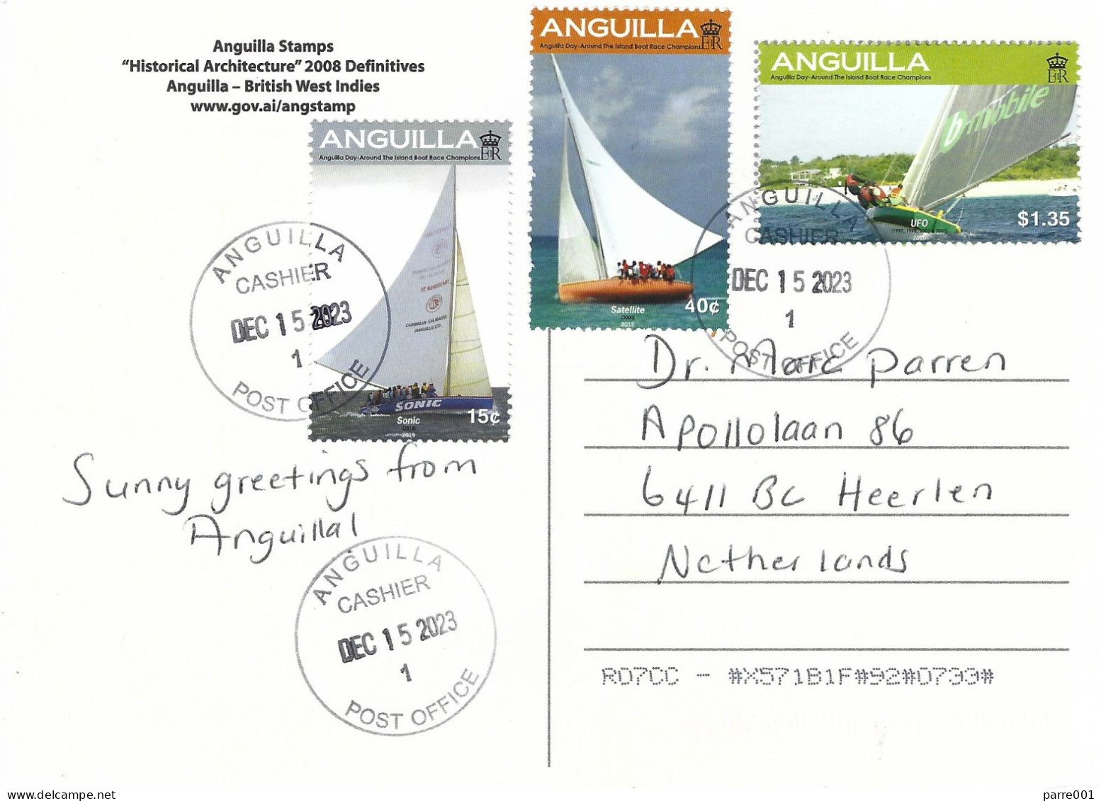 Anguilla 2023 The Valley Regatta Boat Rice Sonic Satellite Ufo Winners Viewcard - Anguilla (1968-...)