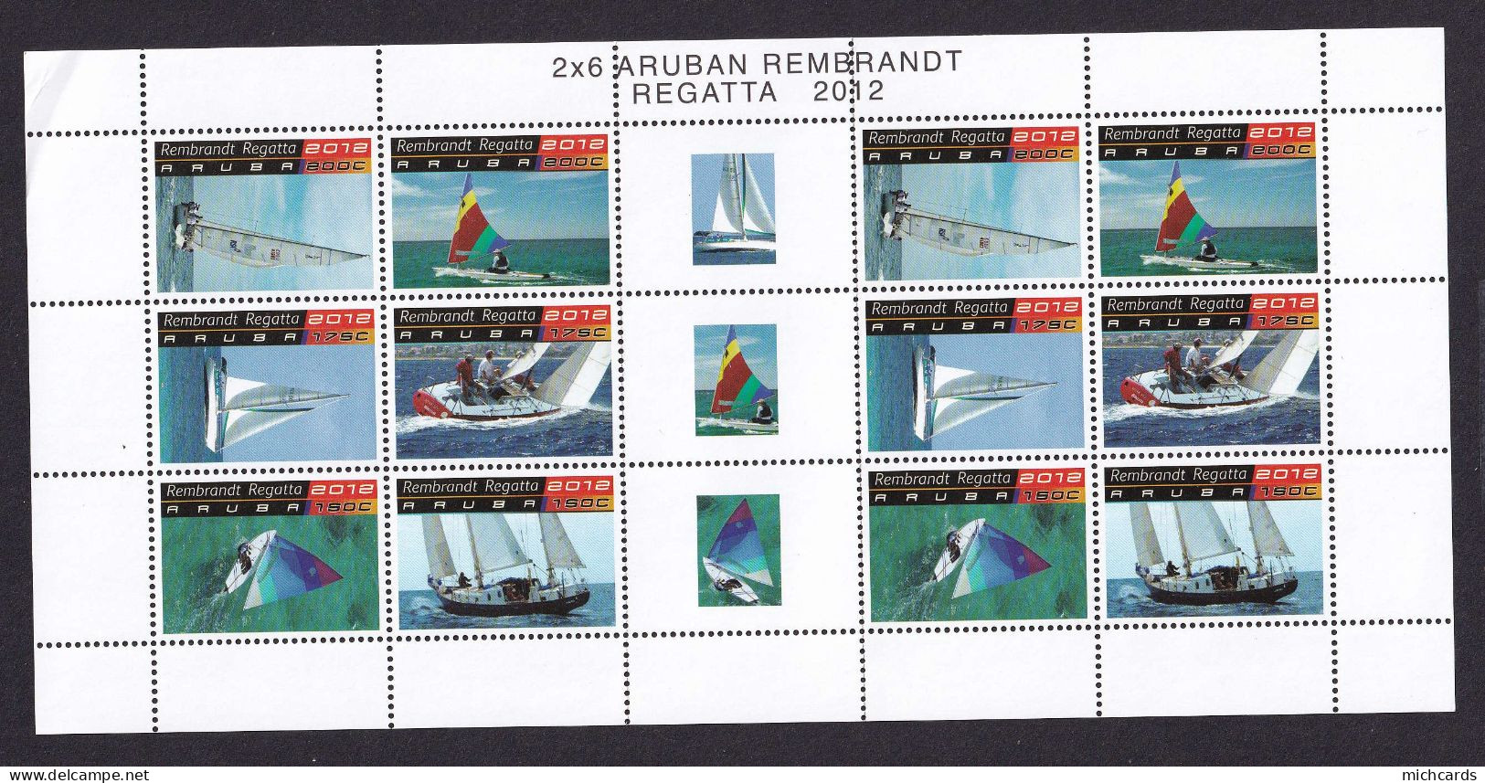 323 ARUBA 2012 - Y&T 643/48 X 2 En Feuille - Regate Bateau Voiler + 3 Vignettes - Neuf ** (MNH) Sans Charniere - Curaçao, Antille Olandesi, Aruba