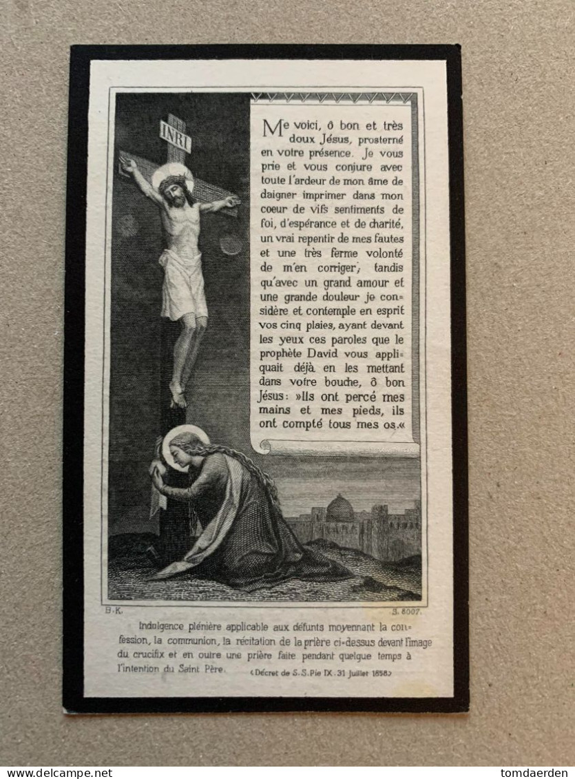 BP Felix Raick Sous-lieutenant Onderluitenant Genie Vrijwilliger Luik Liège 1887 - Tabora Afrika Afrique 1916 - Imágenes Religiosas