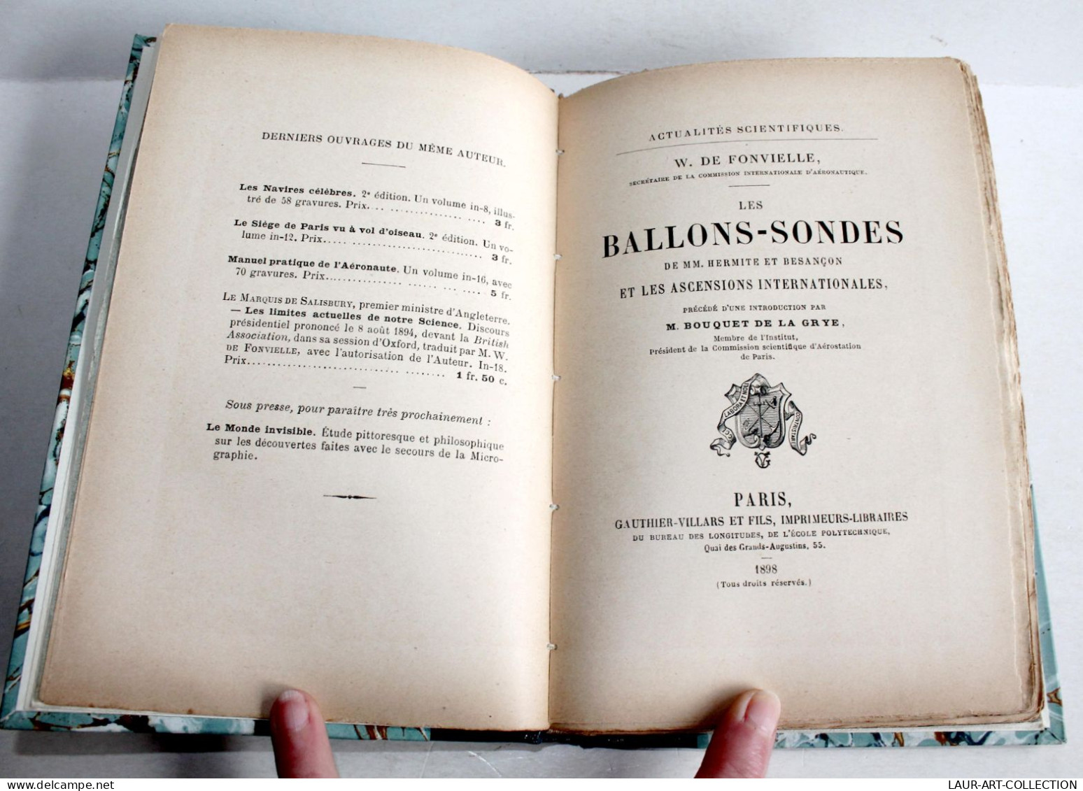 RARE ENVOI D'AUTEUR DE FONVIELLE! LES BALLONS SONDES DE HERMITE ET BESANCON 1898 / ANCIEN LIVRE XIXe SIECLE (2204.33) - Libri Con Dedica