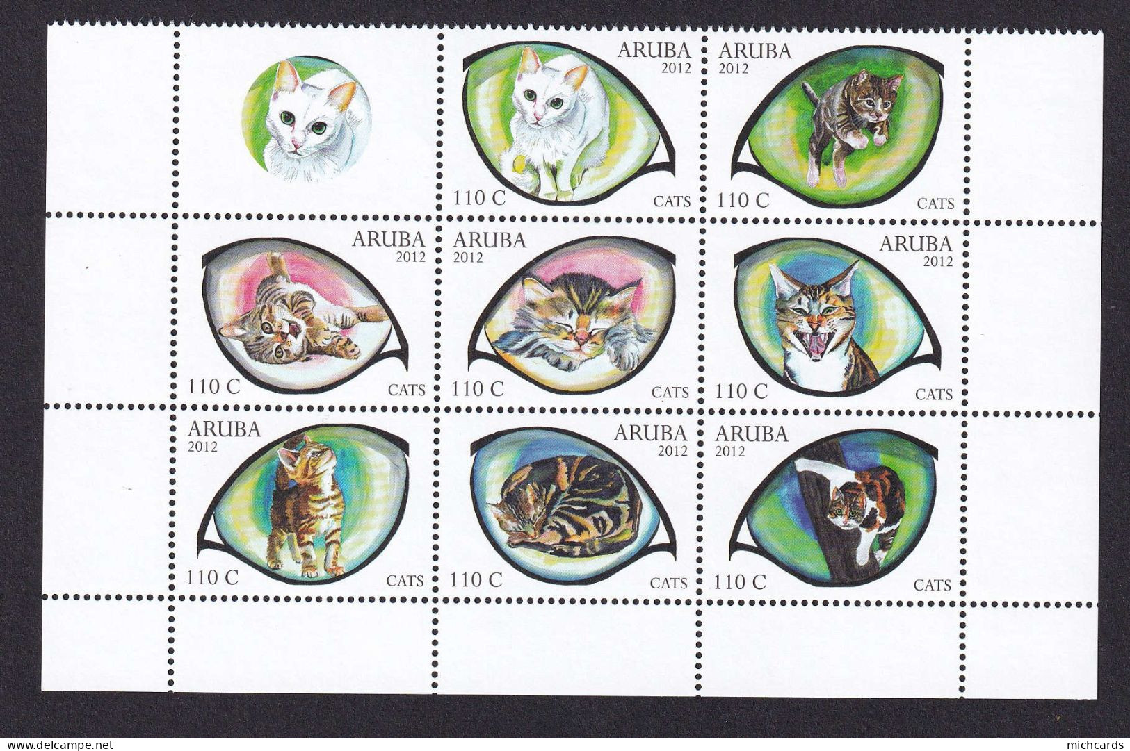 323 ARUBA 2012 - Y&T 649/56 - Chat + Une Vignette - Neuf ** (MNH) Sans Charniere - Curacao, Netherlands Antilles, Aruba