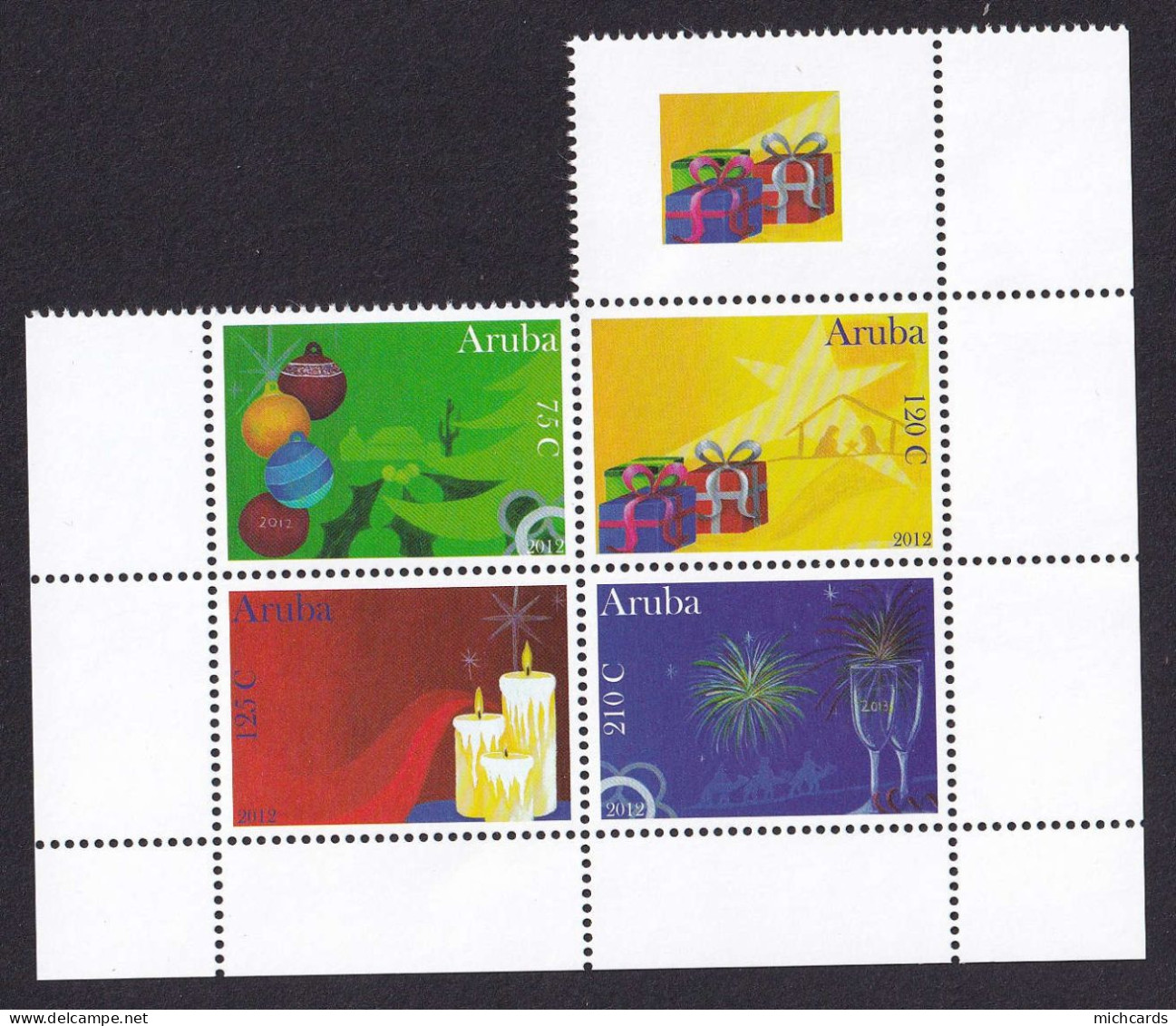323 ARUBA 2012 - Y&T 657/60 - Noel Boule Cadeau Bougie - Neuf ** (MNH) Sans Charniere - Curaçao, Nederlandse Antillen, Aruba