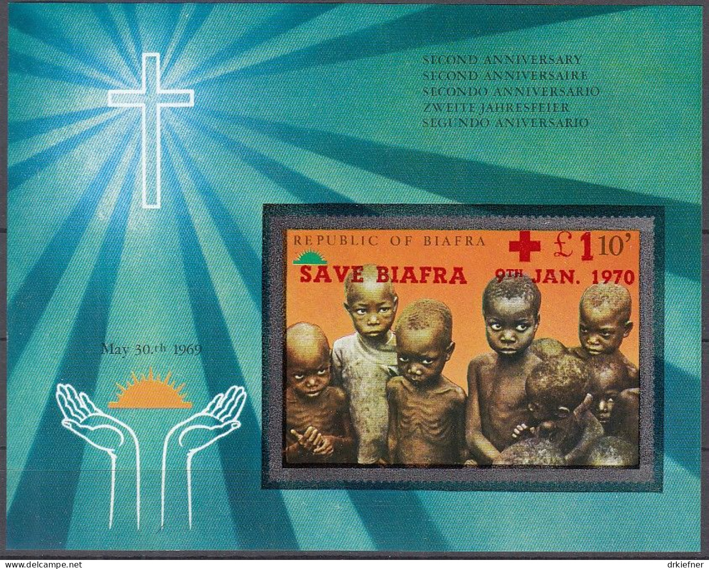 BIAFRA  Nigeria Block 4 B, Postfrisch **, Hilfsappell, 1970 - Nigeria (1961-...)