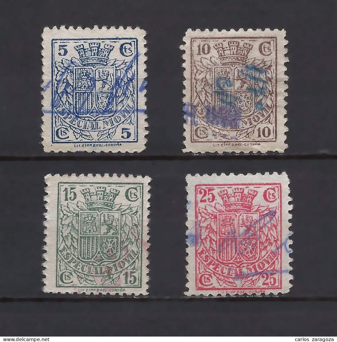 ESPAÑA 1936—REPUBLICA ESPAÑOLA—LOTE DE SELLOS FISCALES—TIMBRES ESPECIAL MOVIL - Revenue Stamps