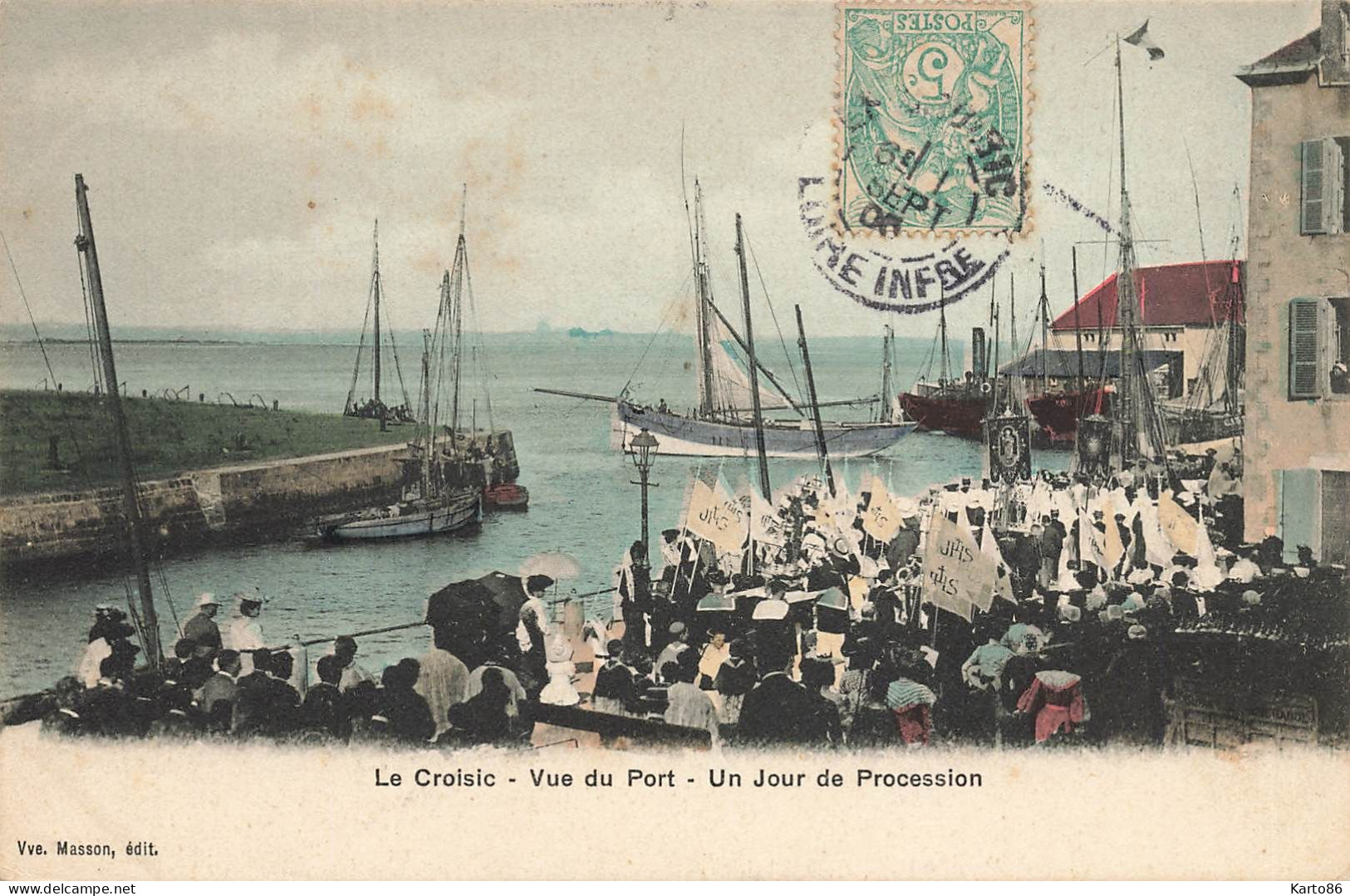 Le Croisic * Vue Du Port , Un Jour De Procession - Le Croisic