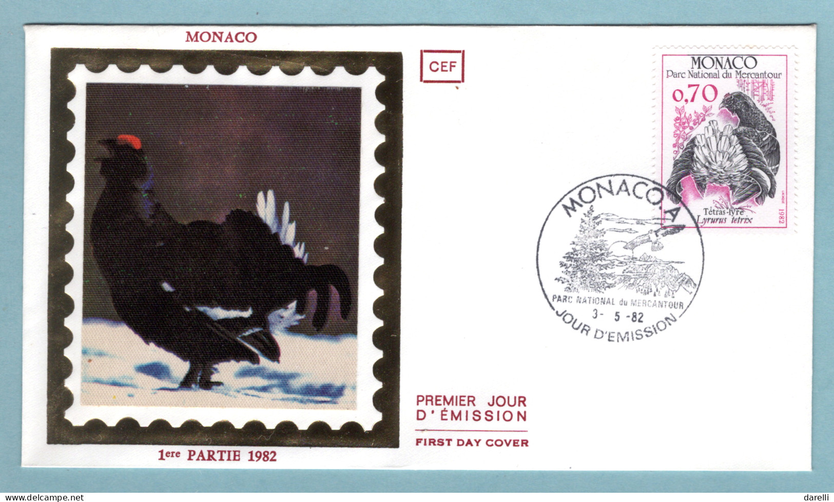 FDC Monaco 1982 - Oiseaux Du Parc National Du Mercantour -  Lyrurus Tetrix YT 1317 - FDC