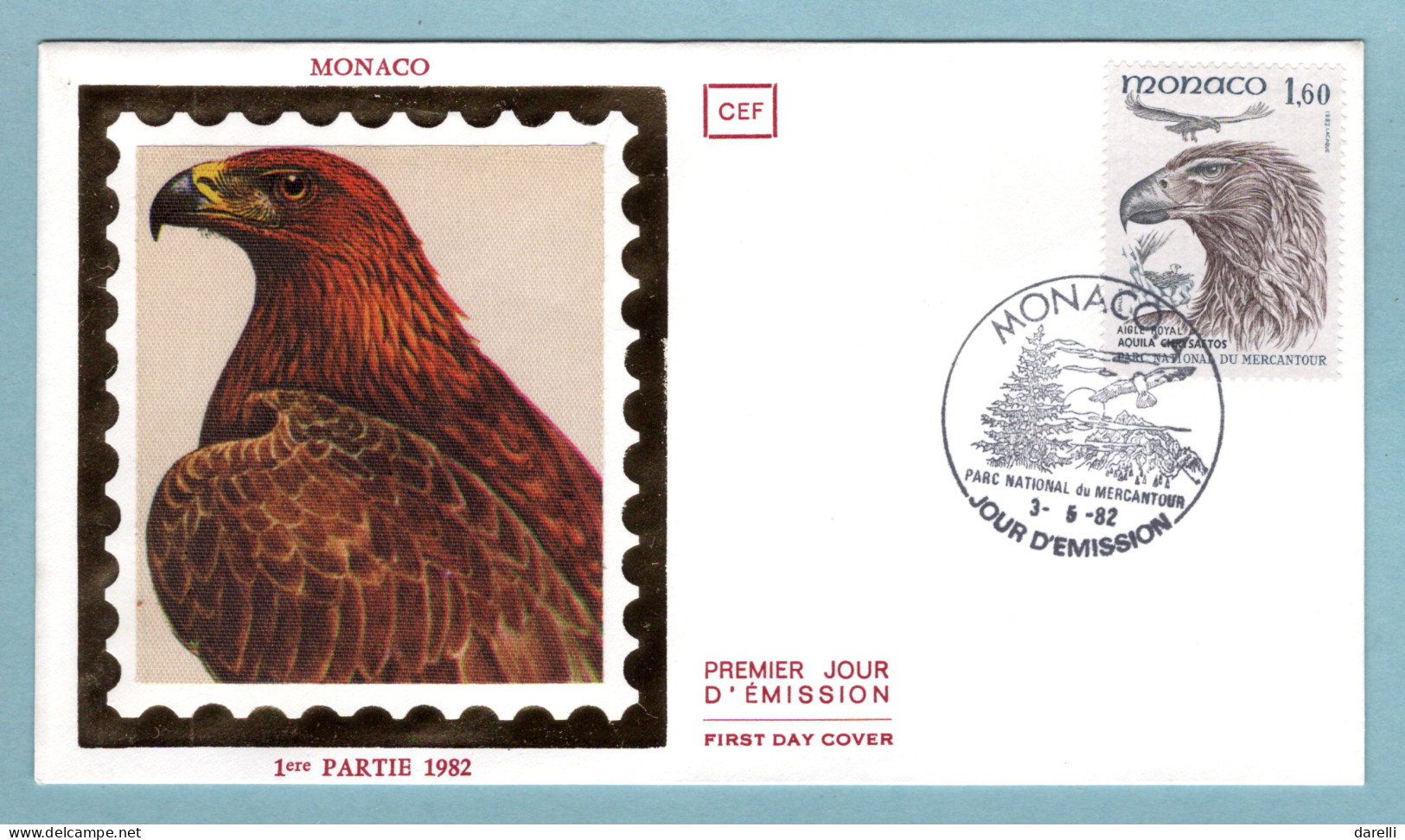 FDC Monaco 1982 - Oiseaux Du Parc National Du Mercantour - Aigle Royal YT 1321 - FDC