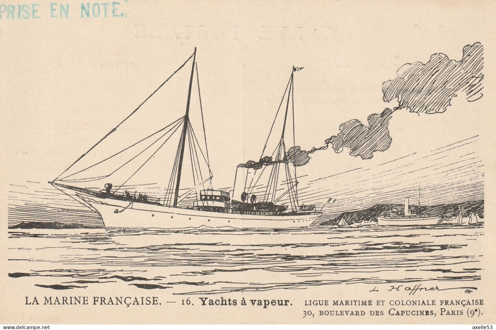 Ligue Maritime Et Coloniale Française  (10310) La Marine Française. 16. Yachts à Vapeur - Verzamelingen & Kavels