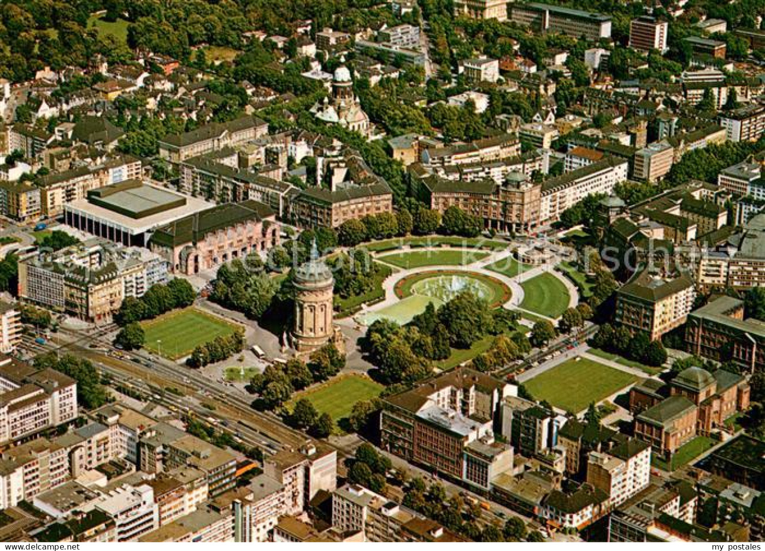 73668139 Mannheim Fliegeraufnahme Mit Wasserturm Christuskirche Rosengarten Und  - Mannheim