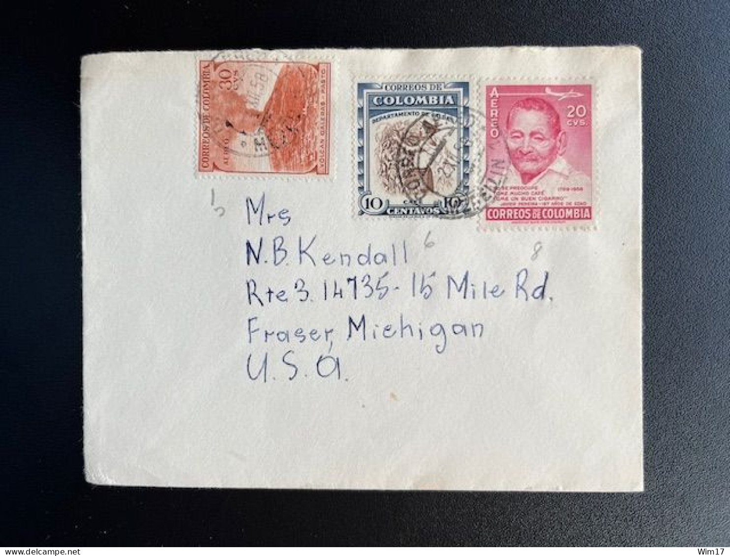 COLOMBIA 1958 AIR MAIL LETTER MEDELLIN TO FRASER USA 02-12-1958 - Kolumbien