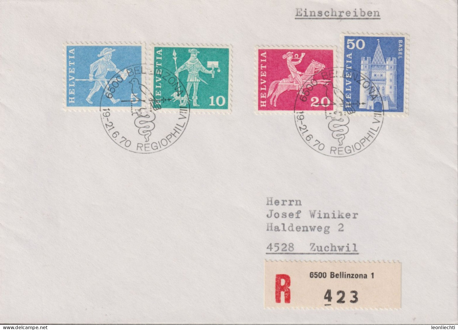 1960-70 Schweiz R-Brief, Zum:CH 355R-363R, Mi:CH: 696Rx+704Rx, Rollenmarken Ohne Kontrollaufdruck - Cartas & Documentos