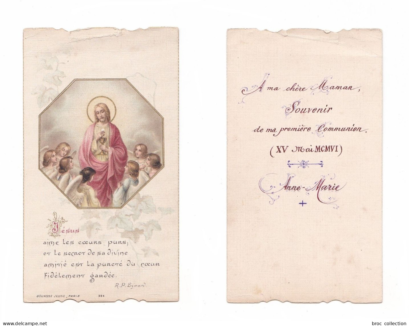 1re Communion 1906, Calligraphie, Lettrines, éd. Bouasse Jeune 994, Cit. P. Eymard - Andachtsbilder